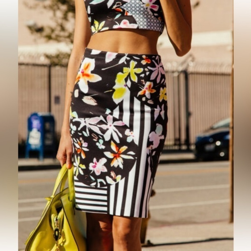 Clover Canyon Floral Pattern Neoprene Skirt